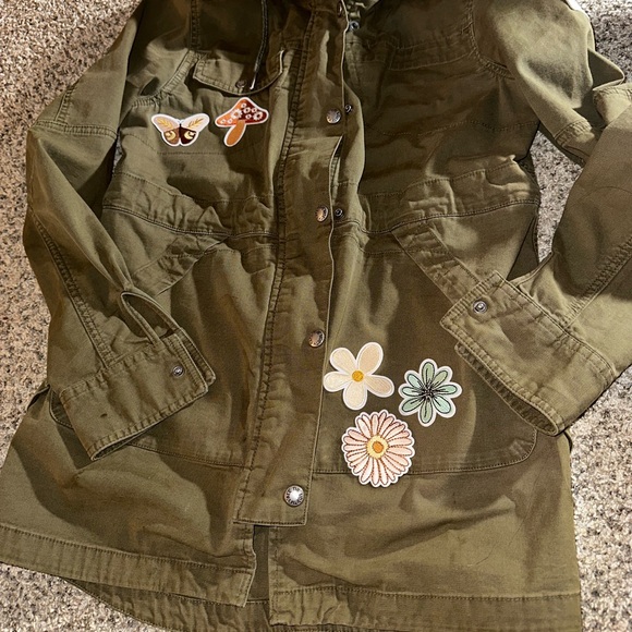 The North Face Olive Utility Jacket with Floral Patches - Picture 8 of 12